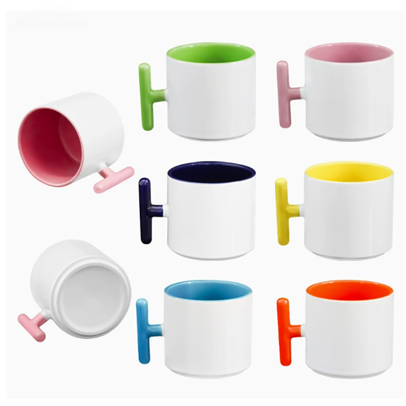 Sublimation Mug Blank - 2 STKS Creativiteit T-vormige handvat keramische